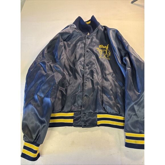 Paris Hilton Other - Mens Vintage Aristo Jac by Hilton Satin Snap Jacket Stripe Blue‎ Yellow M